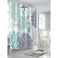 thumbnail image 3 of Shower Curtain Teal Turtle Shower Curtains for Bathroom, Waterproof Polyester Shower Curtain Set with Hooks, Extra Long 72" x 78" Coral Starfish Shell, 3 of 6