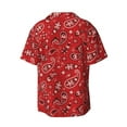 thumbnail image 4 of Balery Red Paisley Floral Men's Casual Button Down Shirt Short Sleeve Textured Summer Cuban Beach Shirts-4X-Large, 4 of 7
