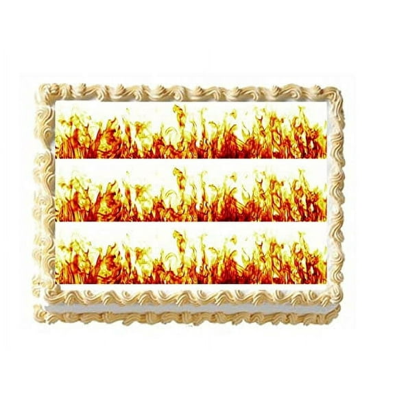 Whimsical Practicality's Fire and Flames Strips Edible Icing Image Cake Border Strips-3 Strips 2.5"x10" Each