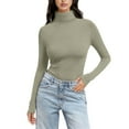 thumbnail image 2 of WHEANG Long Sleeve Shirts For Women High Neck Regular Long Sleeve Crewneck T Shirt Rayon Spandex Soft Elastic Slim Fit Base Layer 1Pc Bronze S-5Xl, 2 of 7