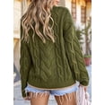 thumbnail image 3 of Women'S Fall Winter Fashion Round Neck Long Sleeve Colorblock Sweater Tops Chunky Knit Pullover Sweaters Olive Color XL, 3 of 8