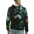 thumbnail image 7 of Daiia Realistic Style Colorful Wolf A Pattern Women's Fashion Hoodies & Sweatshirts with Kangaroo Pocket Hooded Sweatshirt with Eye-catching Drawstrings-Small, 7 of 7