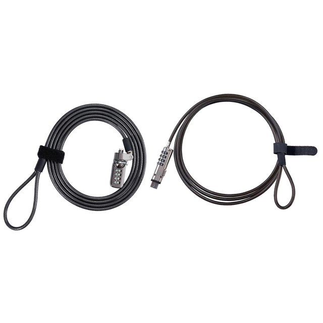Candado de cable combinado de 2 piezas para computadoras portátiles y otros dispositivos, negro: candado de combinación delgado para computadora portátil, cable de bloqueo de seguridad