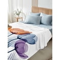 thumbnail image 4 of Blue Purple Tulip Full Size Flat Sheet, Wrinkleproof & Fadeproof Cooling Flat Bed Sheet Only, Orange Brown Floral Aesthetics Plant Breathable Soft Bedding Top Sheets 81 x 96 Inches, 4 of 8