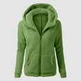 thumbnail image 2 of Wangmeiwg Women's Sweatshirts Women's Hooded Jacket Winter Warm Wool Blend Zippered Sweater Coat Outerwear for Cold Weather Army Green XL, 2 of 5