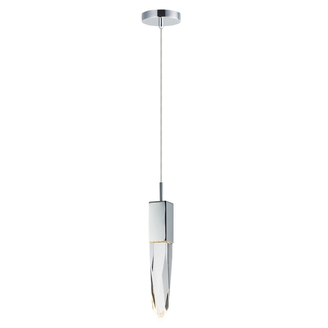 ET2 Quartz 1-Light Polished Chrome LED Mini Pendant with Crystal Shade