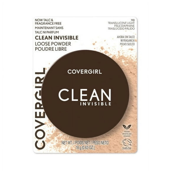 COVERGIRL Clean Invisible Loose Powder, 100% Natural Origin Pigments & Only 15 Essential Non-Clogging Ingredients, Lightweight, Breathable Formula