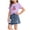 Purple, variant on Amidoa Girls Summer 2 Piece Outfits Cute Floral Short Sleeve and Elastic Waist Denim Skirt Kids Clothing Set Green Size 4T