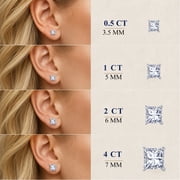JeenMata 2 Carat Princess Solitaire Moissanite Stud Earrings for Women, Earrings for Men, 18K White Gold Plated, Hypoallergenic Earrings, D VS1, Stud Earring for Woman, Jewelry, Gift, Earrings