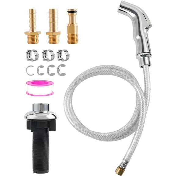 FANHAO Universal Kitchen Sink Faucet Sprayer Head Attachment Compatible with Moen Faucet Sprayer Replacement, Kitchen Sink Side Sprayer with Transparent Hose/Holder, Chrome