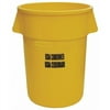 RUBBERMAID FG264346YEL 44 gal. Polyethylene Round Trash Can , Yellow