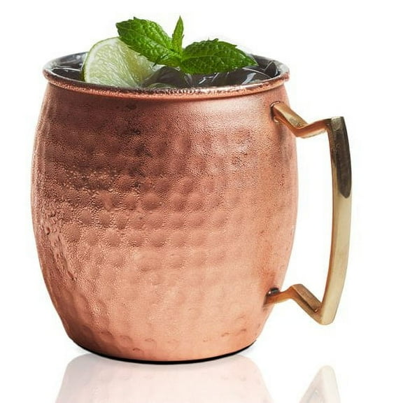 Brilliant Copper and Stainless Steel Hammered Moscow Mule Mug 20 oz.