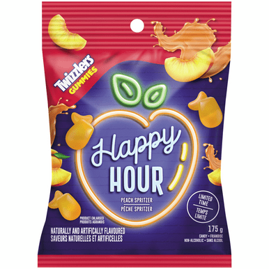 Twizzlers Happy Hour Peach Spritzer Gummies  175g/6 oz.  Bag {Imported from Canada}