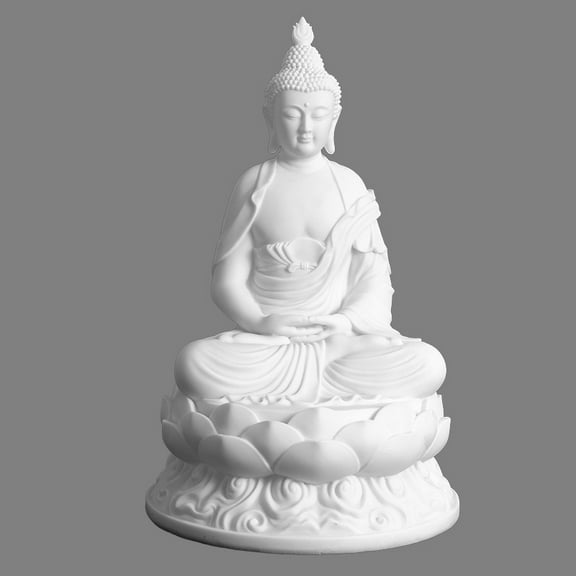 Thai Buddha Statue Buddha Figurine Southeast Asia Religious Decorative Sculpture, Tabletop Ornament for Desk Shelf Home Decor, 23.5cmx17.5cmx40cm, White