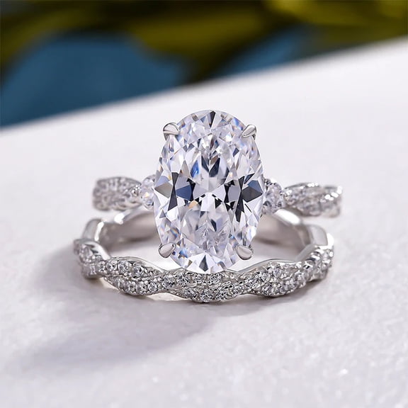 Kalapi Jewel 14K White Gold Plated 1.7 Ct Oval Cut Moissanite Promise Ring - Elegant Engagement Ring Set for Women's - Moissanite Promise Ring Set - Gift for Anniversaries or Special Moments