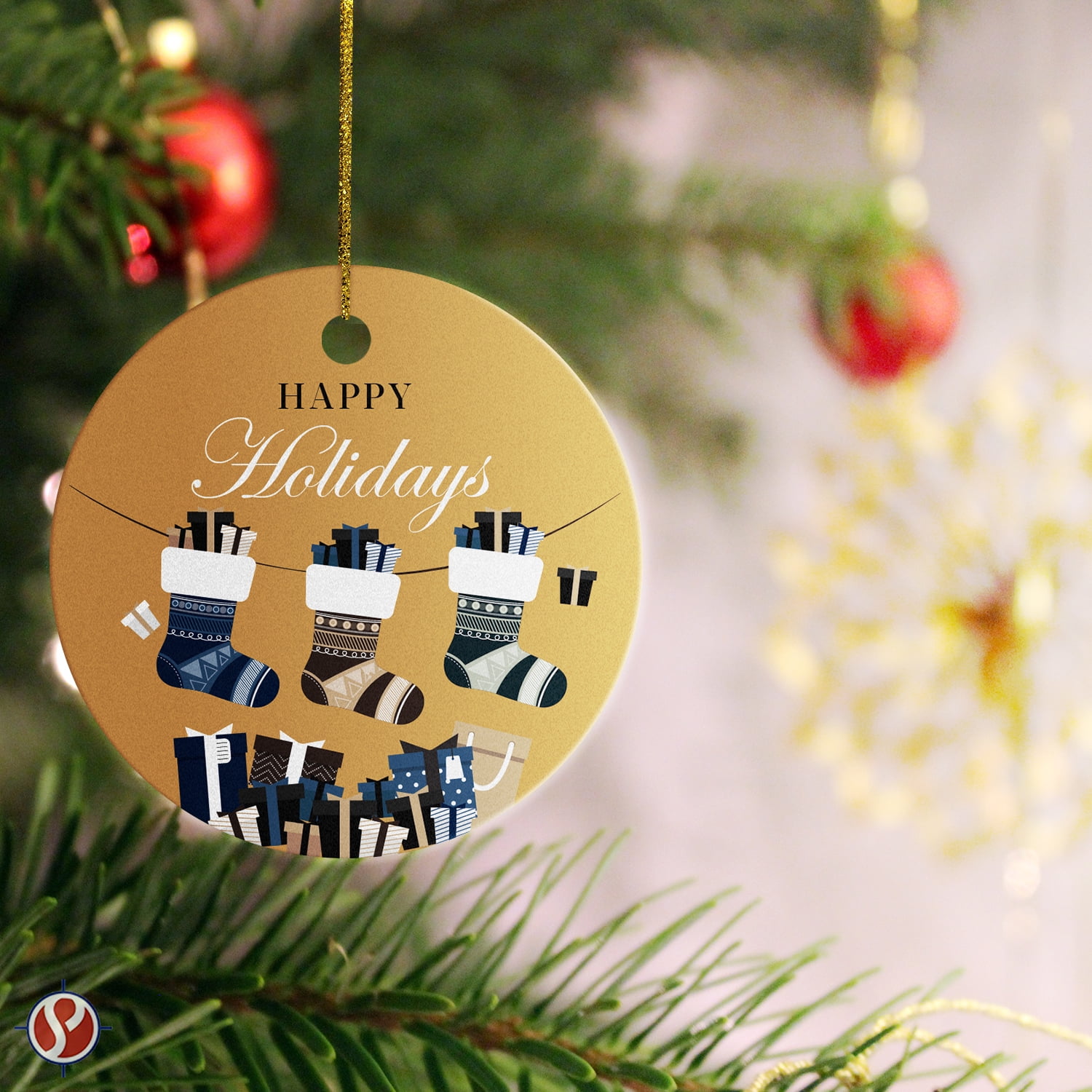Holiday Ornaments Year 2022, 3 X 3” Round Laminated Cardstock Bauble For Xmas Christmas Tree Decoration, Gift Tags & New Year's Home Decor, Hole Punched With Self Click Hanging Strings | 5 Designs - Walmart.com