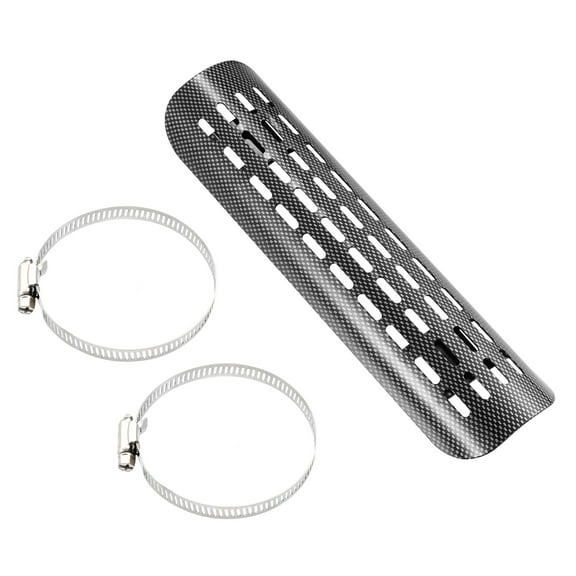 1 Set Universal Motorcycle Exhaust Heat Shield Exhaust Pipe Muffler Cover Carbon Fiber Pattern Black