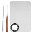 thumbnail image 1 of 1 Set Makeup Foundation Mixing Plate Painting Pallet with Spatula Metal Paint Tray, 1 of 9