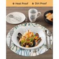 thumbnail image 3 of 15 Inch Round Placemats Set of 4, Green Blue Pumpkins Fall Non Slip Heat Insulation PP Table Mats, Thanksgiving Eucalyptus Leaves Vintage Washable Place Mats for Kitchen Dining Party Table Decor, 3 of 7