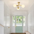thumbnail image 5 of 3-Light Gold Modern Chandelier Glass Semi Flush Mount Ceiling Light with Globe Milky Frosted Glass Shade E12 Sputnik Ceiling Light for Kitchen Hallway Light Fixture, 5 of 9