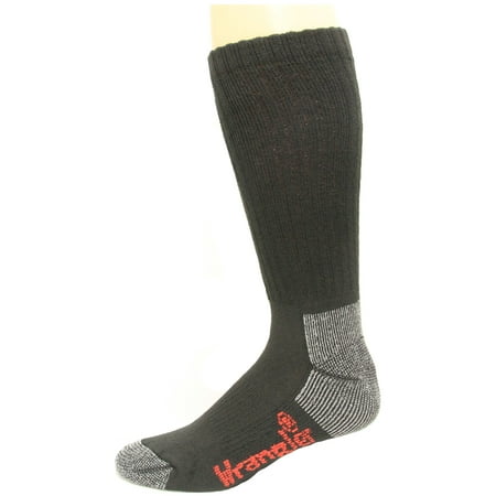 Trek Boot Sock - Wrangler Men's Steel Toe Boot Sock 2 Pair, Black, W 10-12 / M 8.5-10.5
