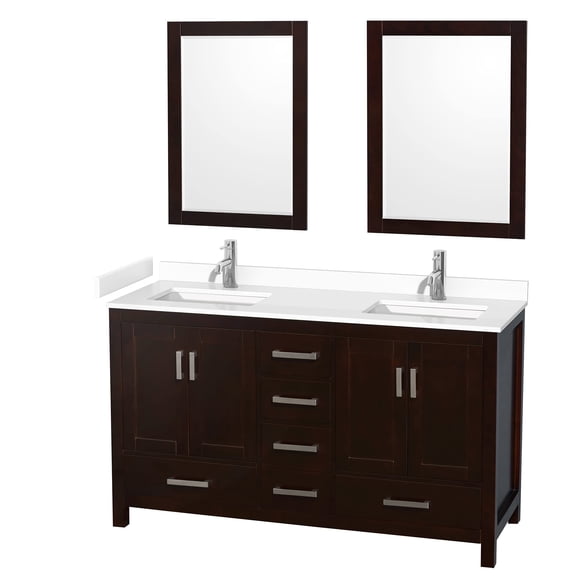 Wyndham Collection Sheffield 60" Metal & Wood Double Bathroom Vanity in Espresso
