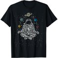 thumbnail image 1 of Zen Yoga Planets T-Shirt Featuring Vintage Lotus astronaut, 1 of 6