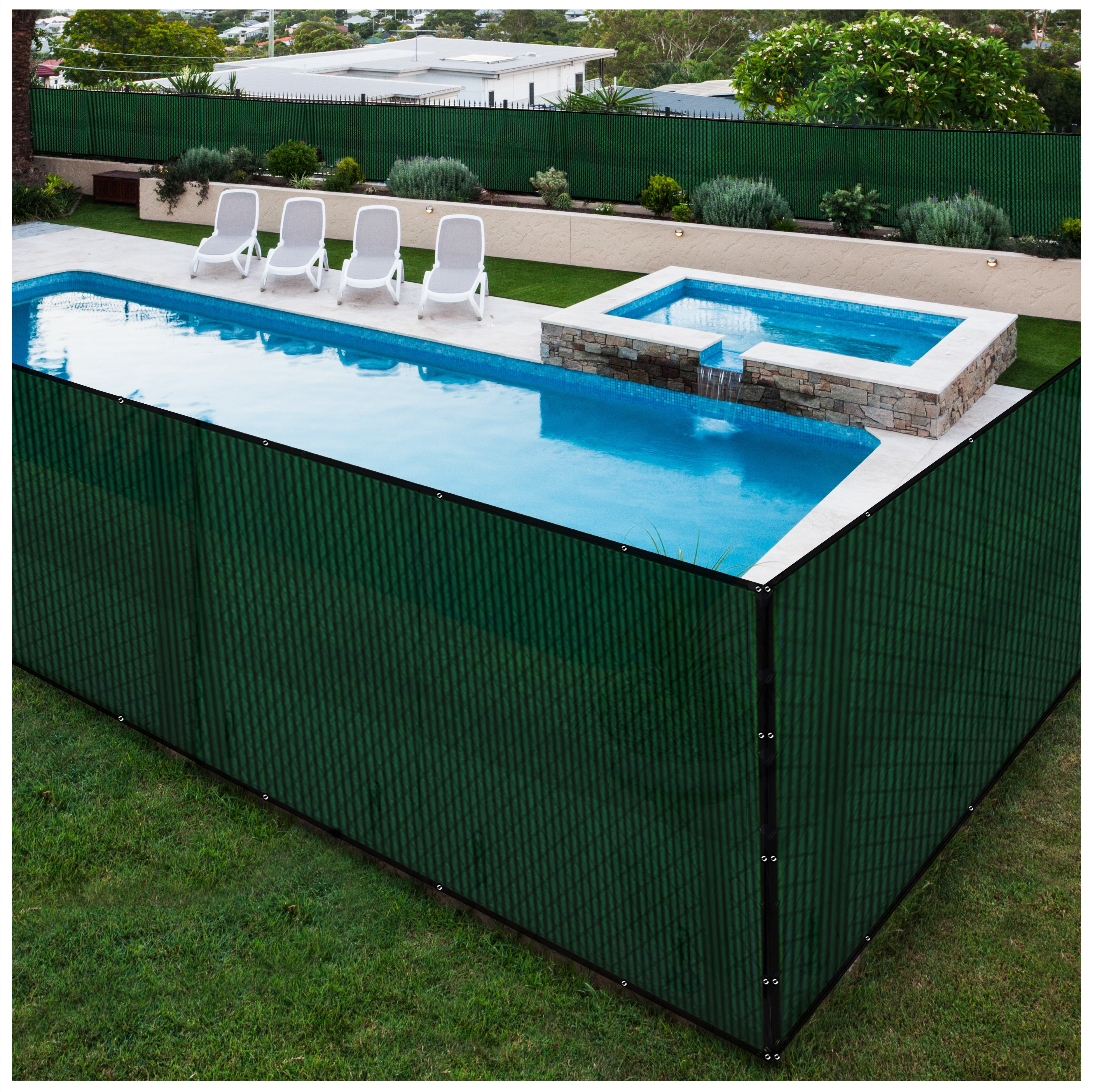 BOEN Privacy Fence Screen Netting, 92 in x 150 ft, Green, Reinforced Grommets, Construction Fence Screen