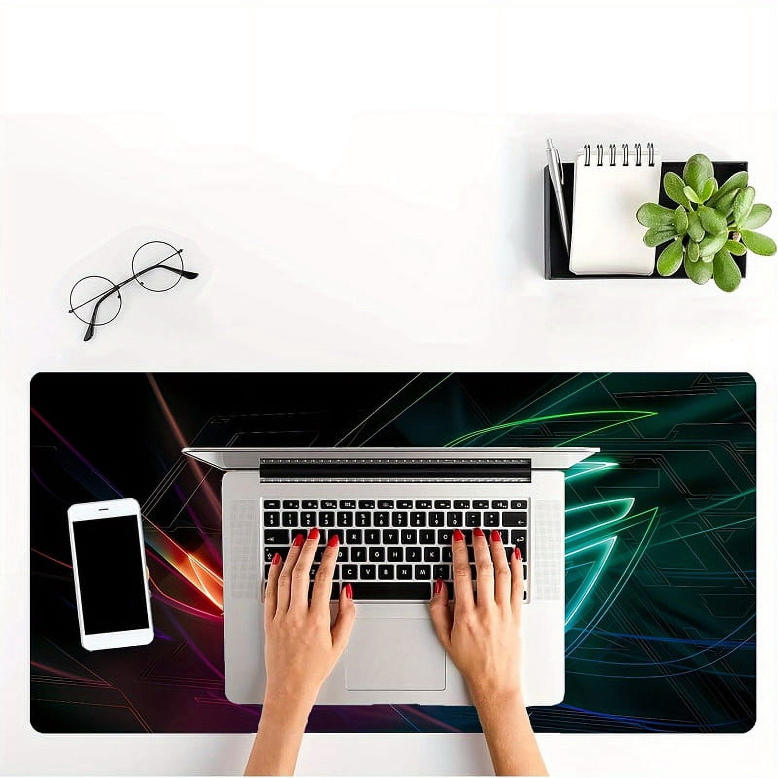 ASUS ROG Large Gaming Mouse Pad, Rectangular Rubber Deskpad Mat with Stitched Edges, Non-Slip Waterproof, Office Computer Accessory