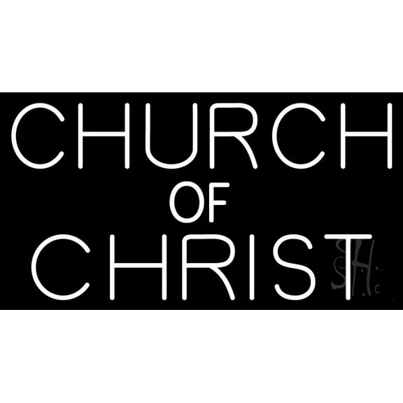 White Church Of Christ LED Neon Sign 13" Tall x 24" Wide - inches Black Square Cut Acrylic Backing, with Dimmer - Premium built indoor Sign for Home décor, Event, Religious place, Store interior.