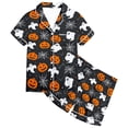 thumbnail image 4 of Yuncity Pajamas For Girls Halloween Short Sleeve Cute Bat Pumpkin Print Girls Outfit Sleepwear Pajama Set Casual Nightwear Size 2-3 Years Black, 4 of 4