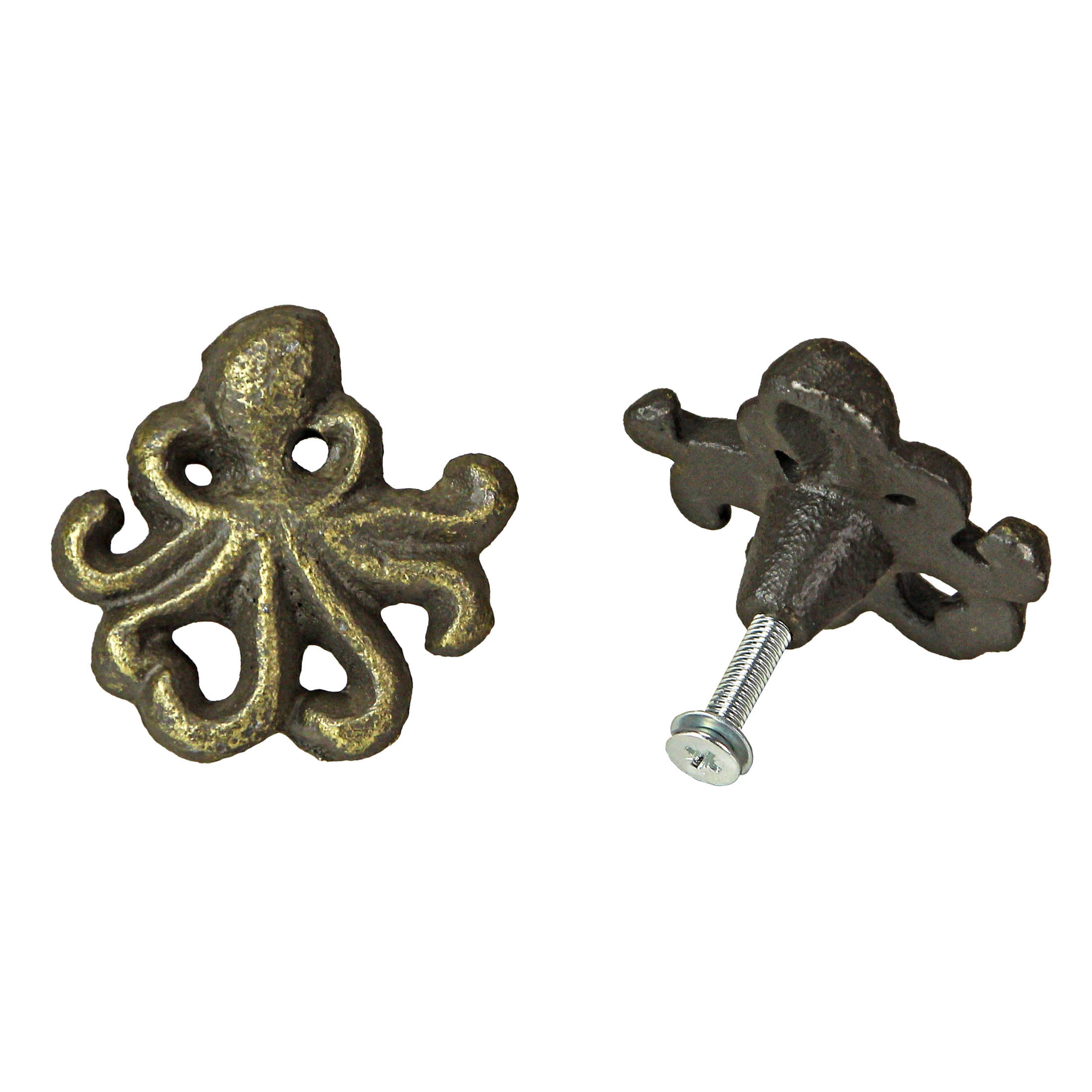 Zeckos Bronze Cast Iron Octopus Drawer Pulls/ Knobs (Set of 6)