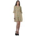 thumbnail image 2 of Moomaya Women Printed Drawstring Mini Dress V Neck Ruffle Sleeves Summer Dress, 2 of 6