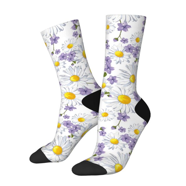Fotbe Daisies Flowers Calcetas Largas con Estampado para Hombre y Mujer – Calcetas de Compresión Transpirables y Elásticas, Viajar y Uso Diario Talla 5-11