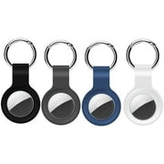 Airtags Case with Keyring Silicone Holder for Apple Finder Tracker Air Tags Waterproof Protector Accessories for Pet Dogs Collar Strap, airtag keychains Black/Gray/Blue/White