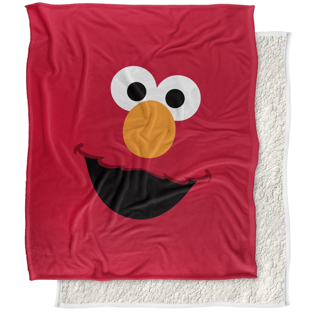 Sesame Street Blanket, 50"x60", Elmo Face Silky Touch Sherpa Back Super