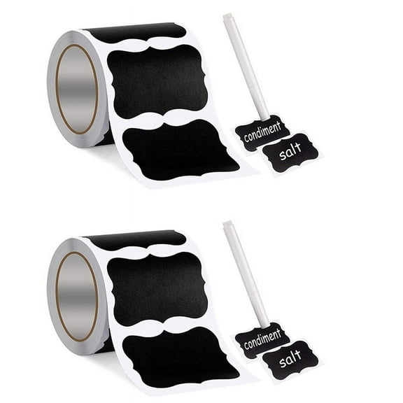 Wavy Shape Chalkboard Labels ,Erasable Reusable Rectangle Blackboard Stickers with 2 Liquid Chalk Pen,300 Pieces