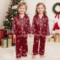 thumbnail image 4 of NOLDARES Family Christmas Pajamas Matching Sets Button Down Xmas Pjs Sets Holiday Sleepwear Long Sleeve Nightwear,A512-Wine, 4 of 6