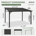 thumbnail image 4 of AOXUN 10x12 FT Hardtop Gazebo Outdoor Aluminum Pergola, Large Wall-Mounted Heavy-Duty Awning, Sunshade Gazebo with Sloped Roof, Suitable for Gardens, Patios, Backyards - Black, 4 of 7