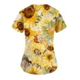Women's Scrubs Tops Clearance Cute Sunflower Graphic Short