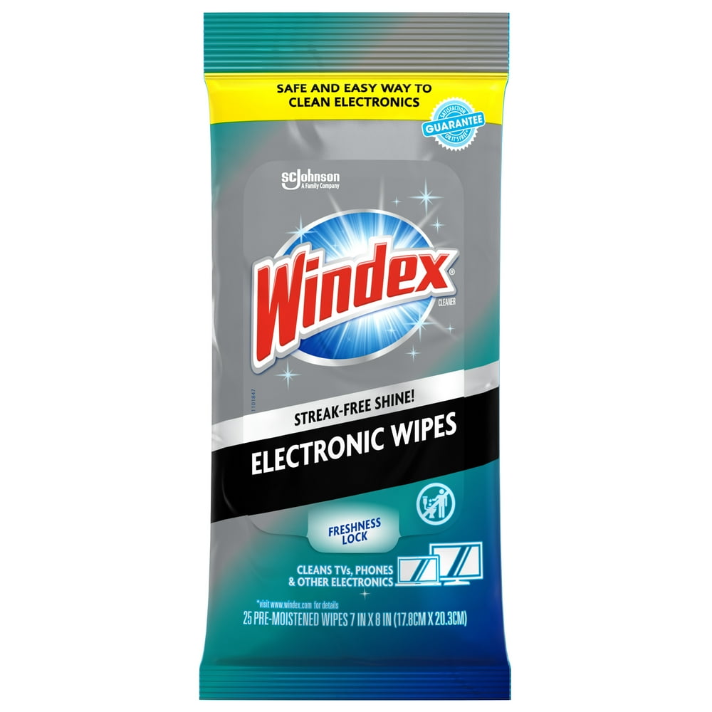Windex Electronics Wipes, PreMoistened, Provides StreakFree Shine, 25