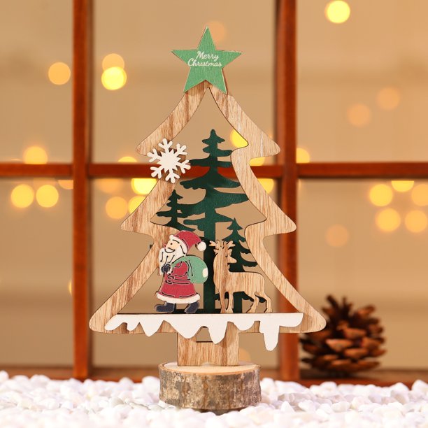 PIX-LINK Decoraciones de mesa de bar de Navidad Adornos de bricolaje ensamblados de madera pintados lyd modelStyleType