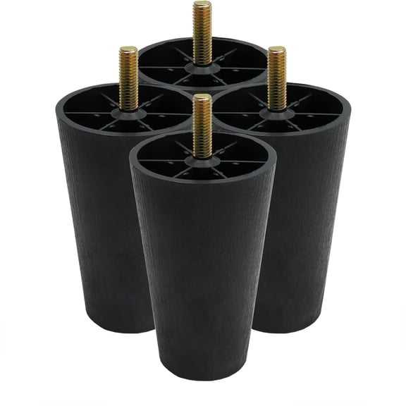 4Pcs 4 inch Sofa Legs, Round Tapered Plastic Couch Legs Replacement Furniture Legs with M8 Hanger Bolts for Chair Sofa Dresser Cabinet Loveseats Ottoman Bed