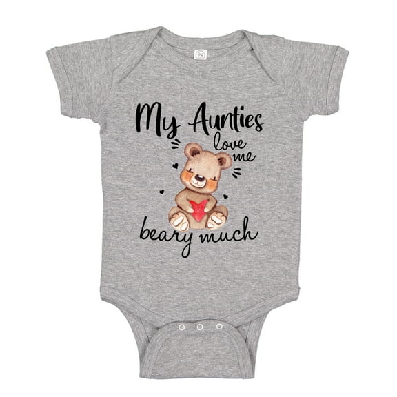 My Aunties Love Me Beary Much Baby Bodysuit One Piece NB Athletic Heather