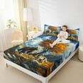 thumbnail image 4 of jejeloiu Jungle Wolf Bear Bed Sheets,Natural Scenery Snow Mountain King Sheets,Autumn Fall Maples Sheet Set For Kids,Super Cozy Room Decor,4 Pieces, 4 of 7