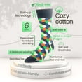 thumbnail image 3 of 7Bigstars Kingdom Men's Dress Socks Cotton -6 pack- Novelty Bright Casual Seamless Diamond, Argyle, Mosaic, Striped Sock Size 10-13 Shoe Size 9-12 L Dark Navy, Emerald Green, Multicolor (A49), 3 of 12