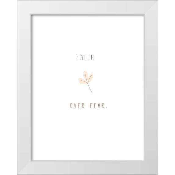JMB Designs 15x18 White Modern Wood Framed Museum Art Print Titled - Faith Over Fear