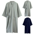 thumbnail image 5 of PMVFHDE Men's Japanese Kimono Nightdress Lightweight Breathable Yukata Bathrobe Mens Pajamas Summer Sauna Gown Sleepwear Navy，L, 5 of 5