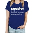 thumbnail image 4 of Virmaxy Seester Like Sister Only Cooler Womens Trendy Letter Printed Dressy Tops Round Neck Short Sleeve Loose Blouses Comfy Tunic Tops Summer Fashion Casual Baggy Basic Tee Blue-A XS, 4 of 4