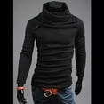 thumbnail image 4 of Curuila Mens Sweatshirt Long Sleeve Solid Color High Neck Pullover Sweatshirts Autumn Winter Comfort Pullover Tops Size L, 4 of 9
